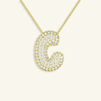Bubble Letter Initial Necklace - Luzy Jewels