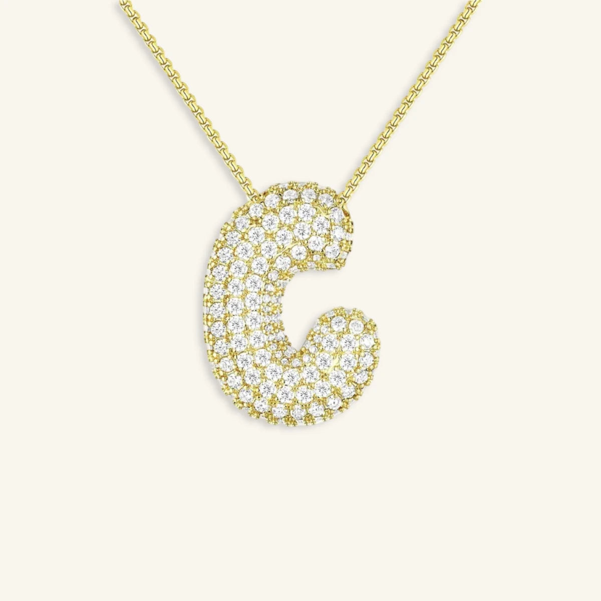 Bubble Letter Initial Necklace - Luzy Jewels