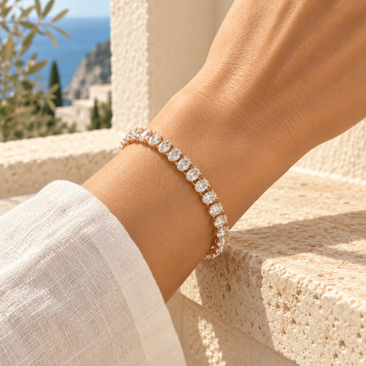 Caeloria Oval-Cut Tennis Bracelet - Luzy Jewels