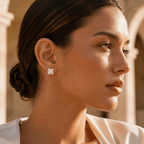 Cala Square Solitaire Stud Earrings - Luzy Jewels