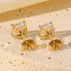 Cala Square Solitaire Stud Earrings - Luzy Jewels