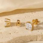 Cala Square Solitaire Stud Earrings - Luzy Jewels