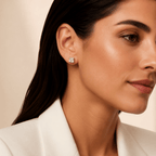 Cala Square Solitaire Stud Earrings - Luzy Jewels