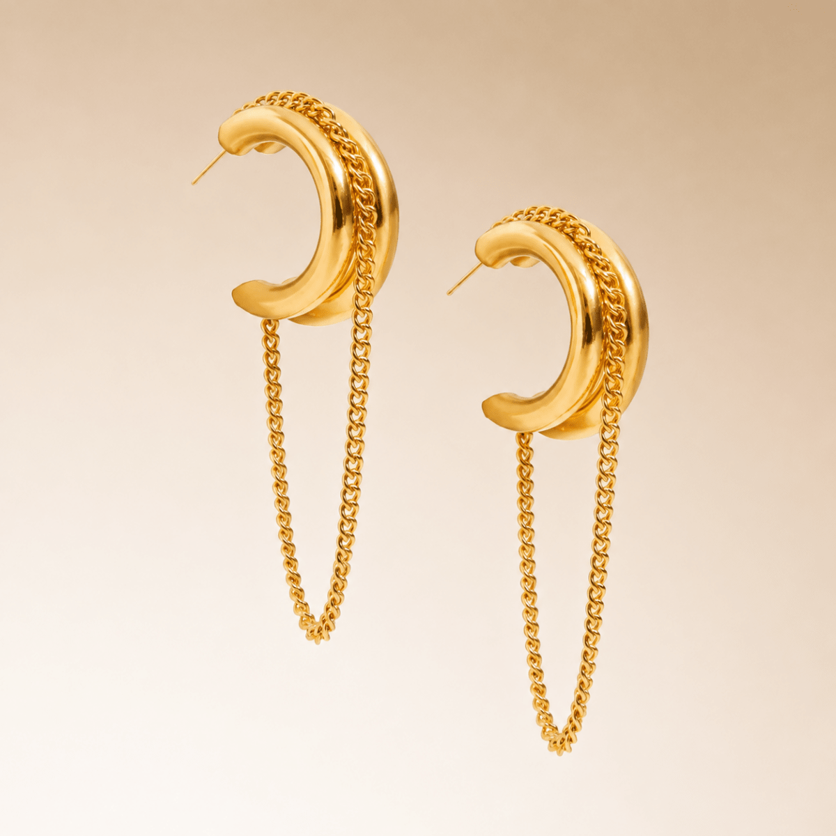 Calista Double-Curve Chain Hoops - Luzy Jewels