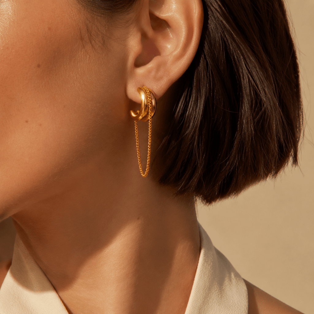 Calista Double-Curve Chain Hoops - Luzy Jewels