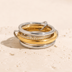 Calista Interlaced Mixed-Metal Ring Stack - Luzy Jewels