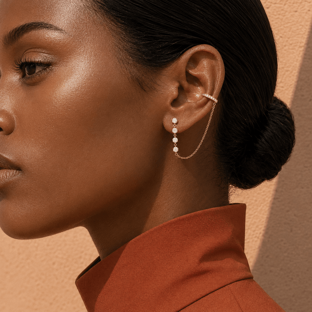Calista Pavé Chain Ear Cuff - Luzy Jewels