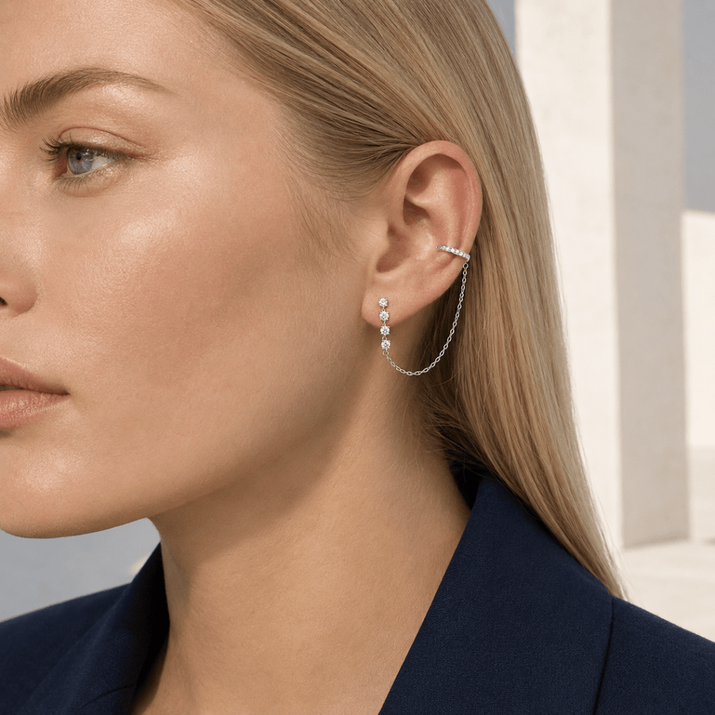 Calista Pavé Chain Ear Cuff - Luzy Jewels