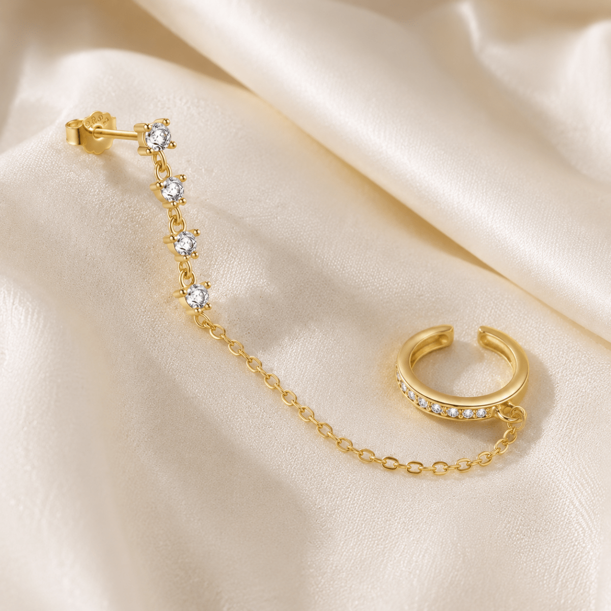 Calista Pavé Chain Ear Cuff - Luzy Jewels