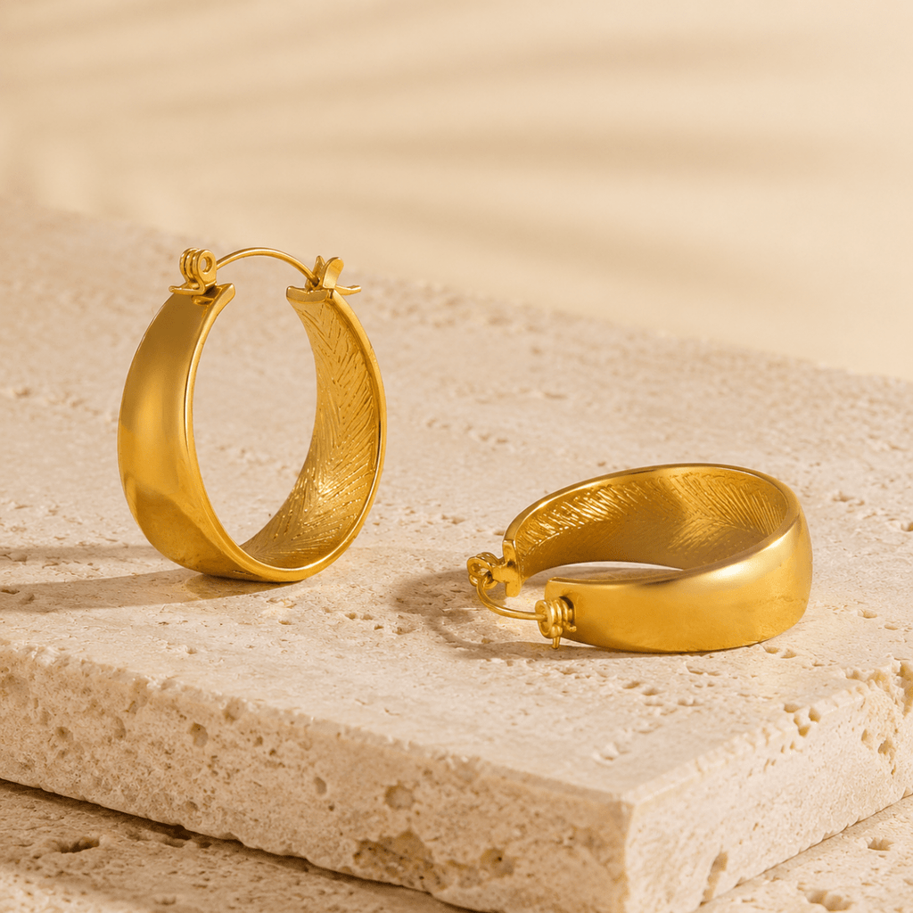Calista Sculpted Ribbon Hoop Earrings - Luzy Jewels