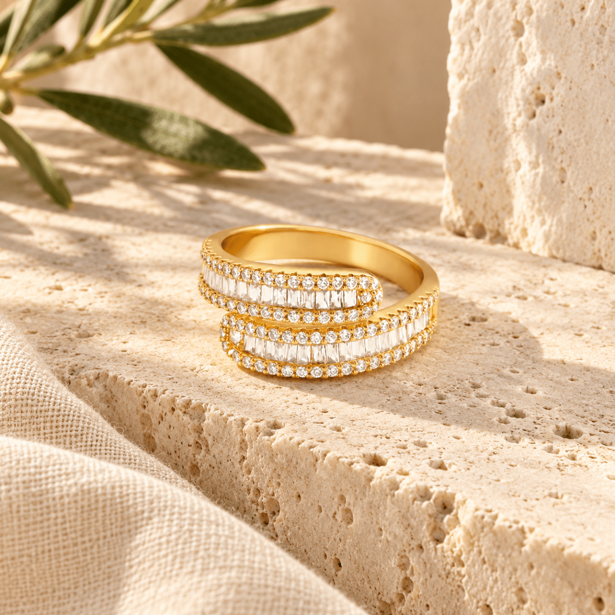 Candellia Baguette Bypass Ring - Luzy Jewels