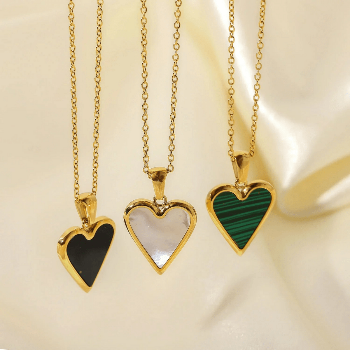 Carys Heart Inlay Necklace - Luzy Jewels