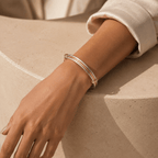 Cassia Triple-Orbit Two-Tone Bangle - Luzy Jewels