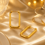 Cassiane Rectangular U-Hoop Earrings - Luzy Jewels