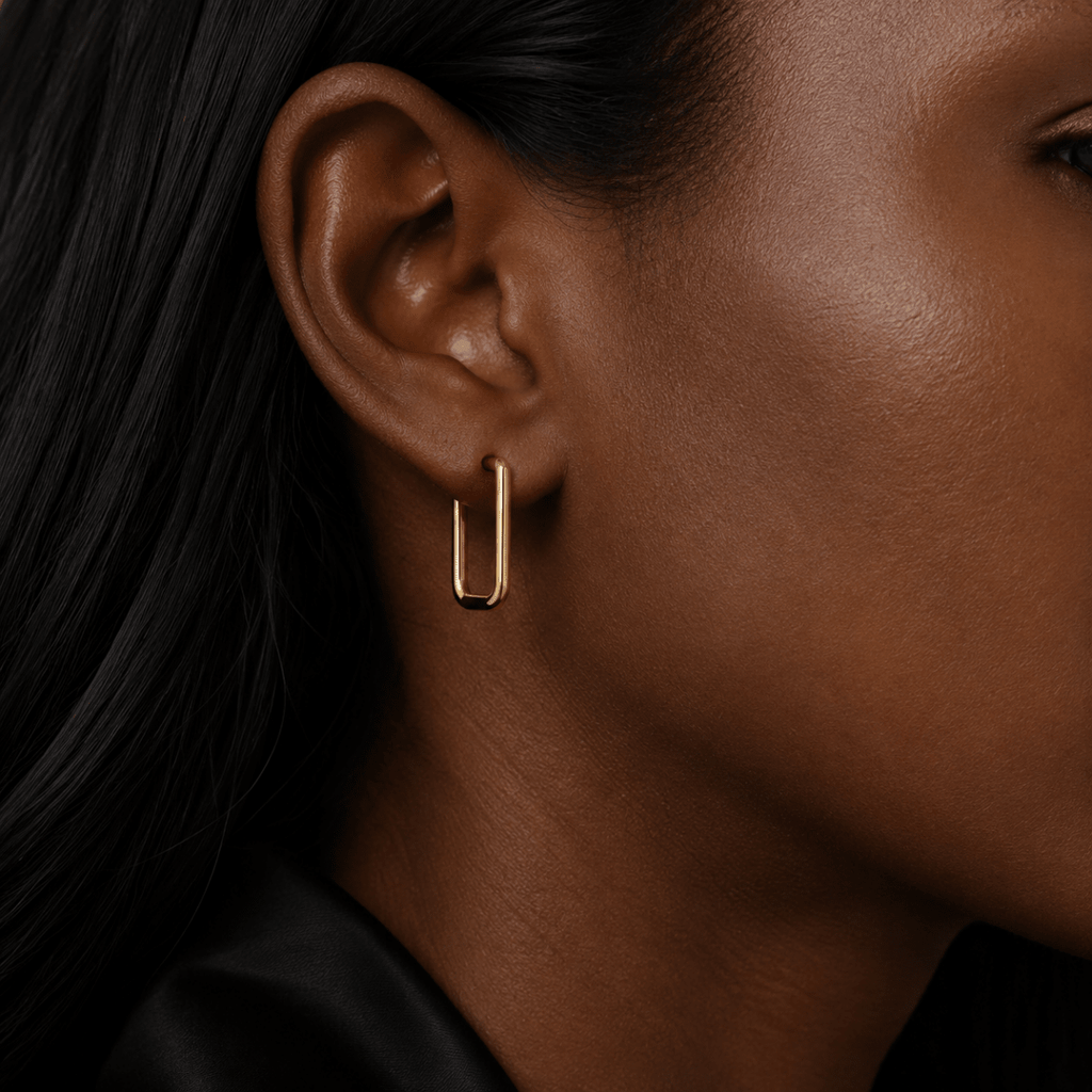 Cassiane Rectangular U-Hoop Earrings - Luzy Jewels