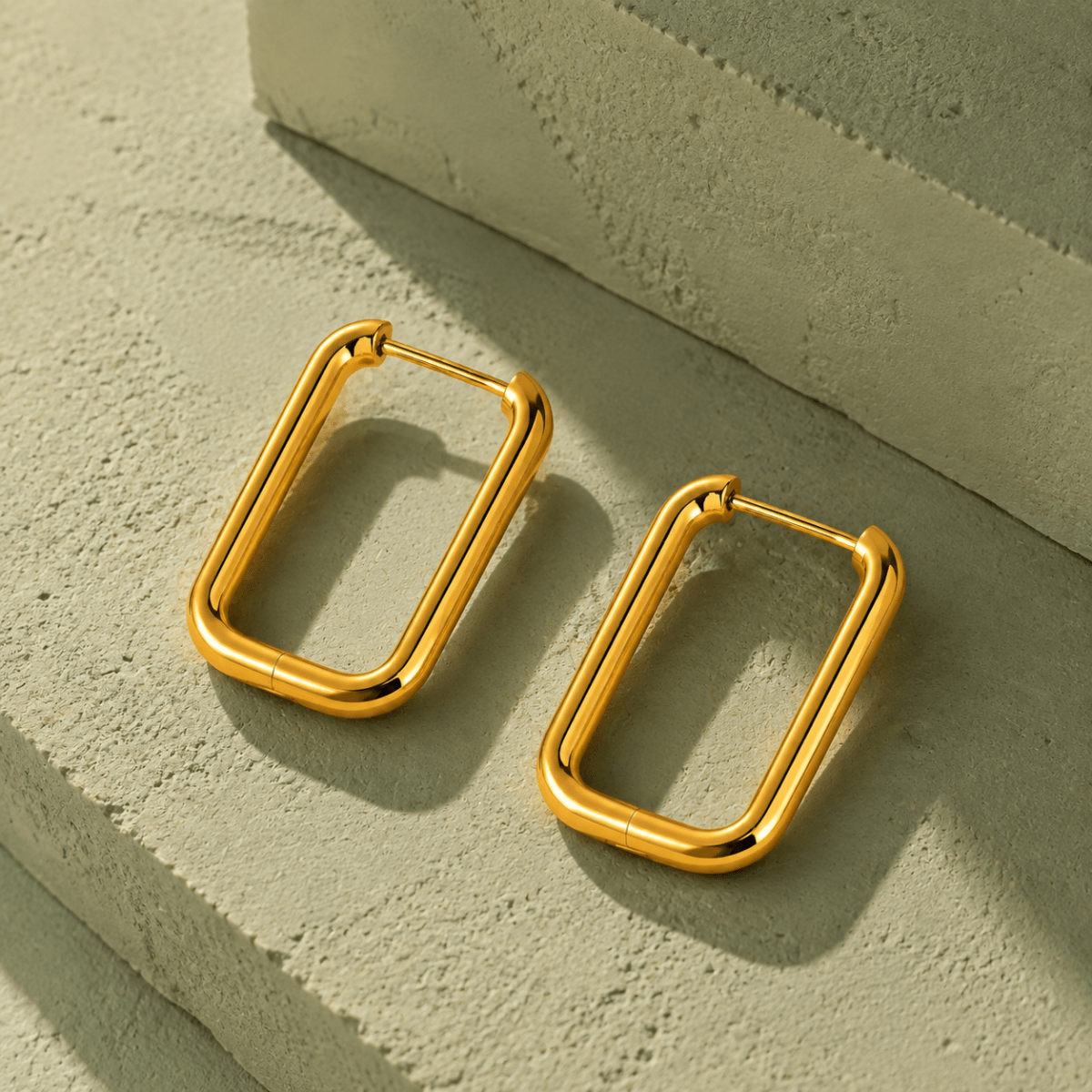 Cassiane Rectangular U-Hoop Earrings - Luzy Jewels