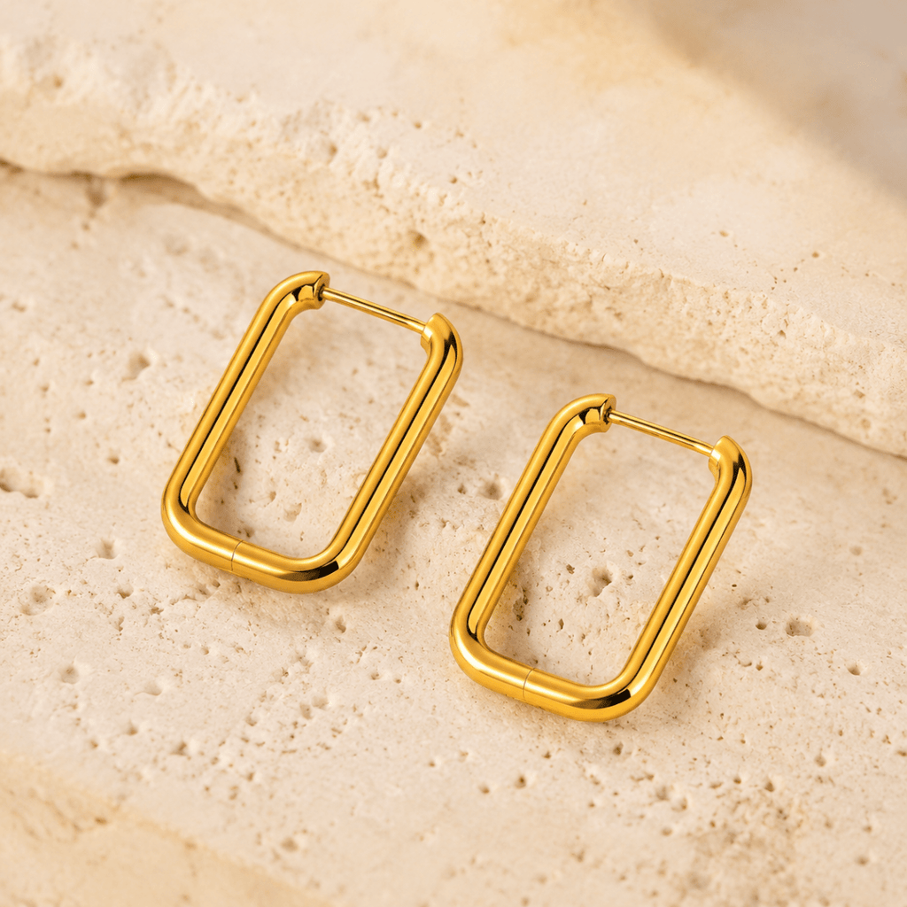 Cassiane Rectangular U-Hoop Earrings - Luzy Jewels