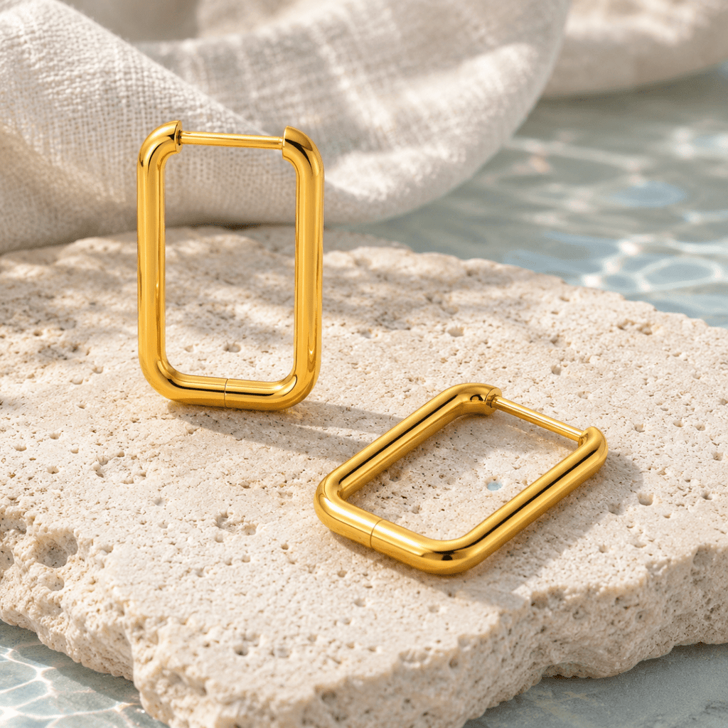 Cassiane Rectangular U-Hoop Earrings - Luzy Jewels