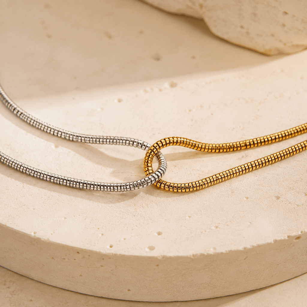Celeste Two-Tone Infinity Knot Necklace - Luzy Jewels