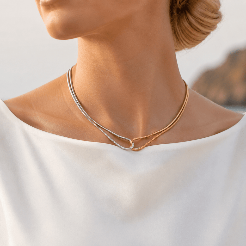 Celeste Two-Tone Infinity Knot Necklace - Luzy Jewels
