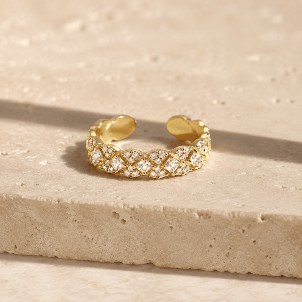 Celia Pavé Lattice Open Ring - Luzy Jewels