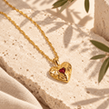 Coeuria Hammered Red Heart Necklace - Luzy Jewels