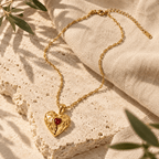 Coeuria Hammered Red Heart Necklace - Luzy Jewels