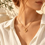Coeuria Hammered Red Heart Necklace - Luzy Jewels