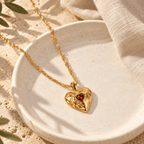 Coeuria Hammered Red Heart Necklace - Luzy Jewels