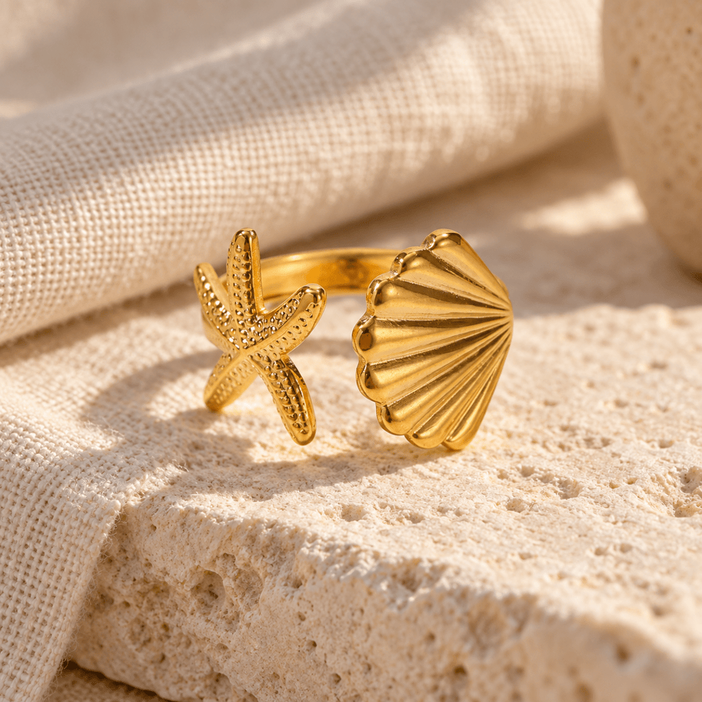 Conchavie Shell and Starfish Ring - Luzy Jewels