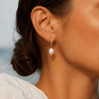 Coralia Pearl Pavé Huggie Earrings - Luzy Jewels