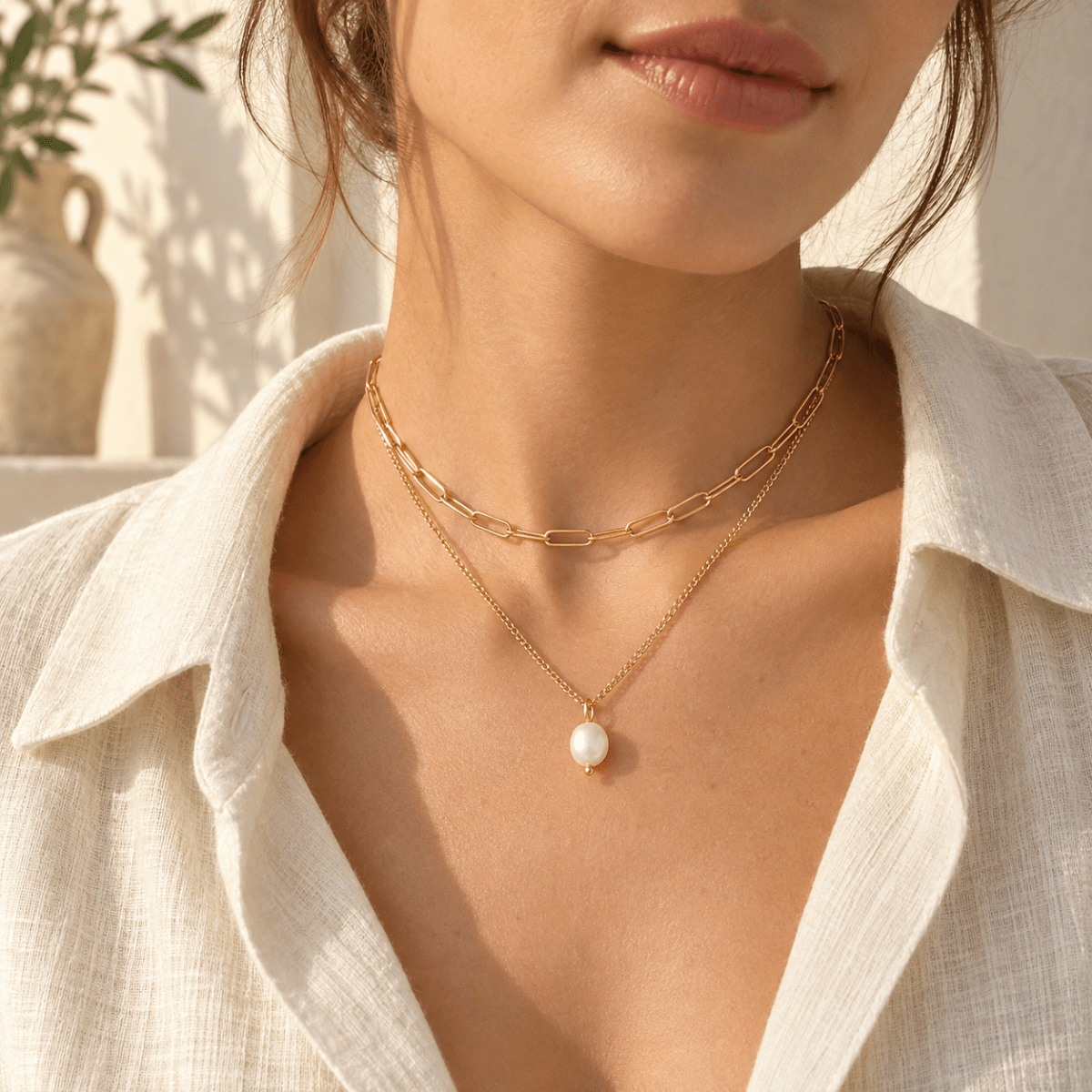 Doreva Layered Pearl Necklace - Luzy Jewels