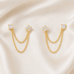 Elafiti Double-Stud Chain Earrings - Luzy Jewels