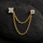 Elafiti Double-Stud Chain Earrings - Luzy Jewels