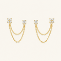 Elafiti Double-Stud Chain Earrings - Luzy Jewels