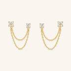 Elafiti Double-Stud Chain Earrings - Luzy Jewels
