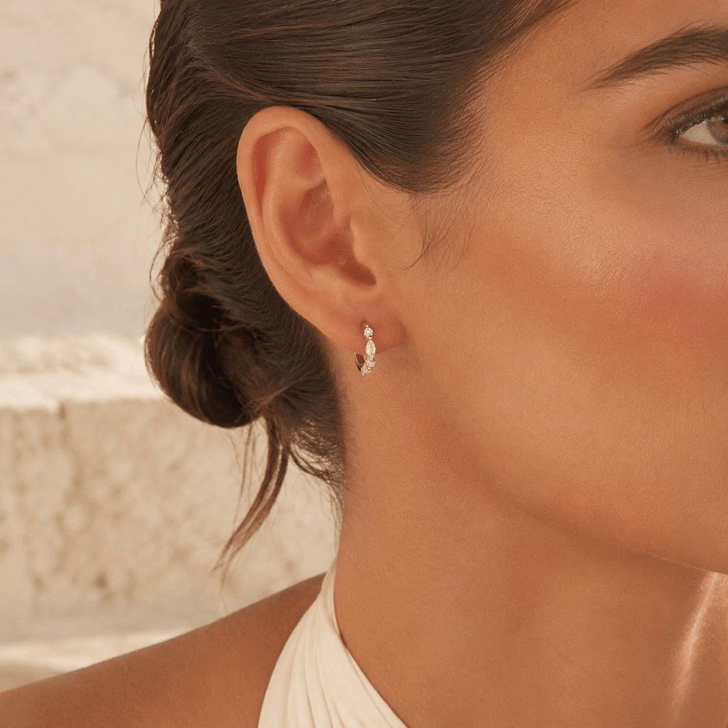 Elara Mixed-Cut Huggie Earrings - Luzy Jewels