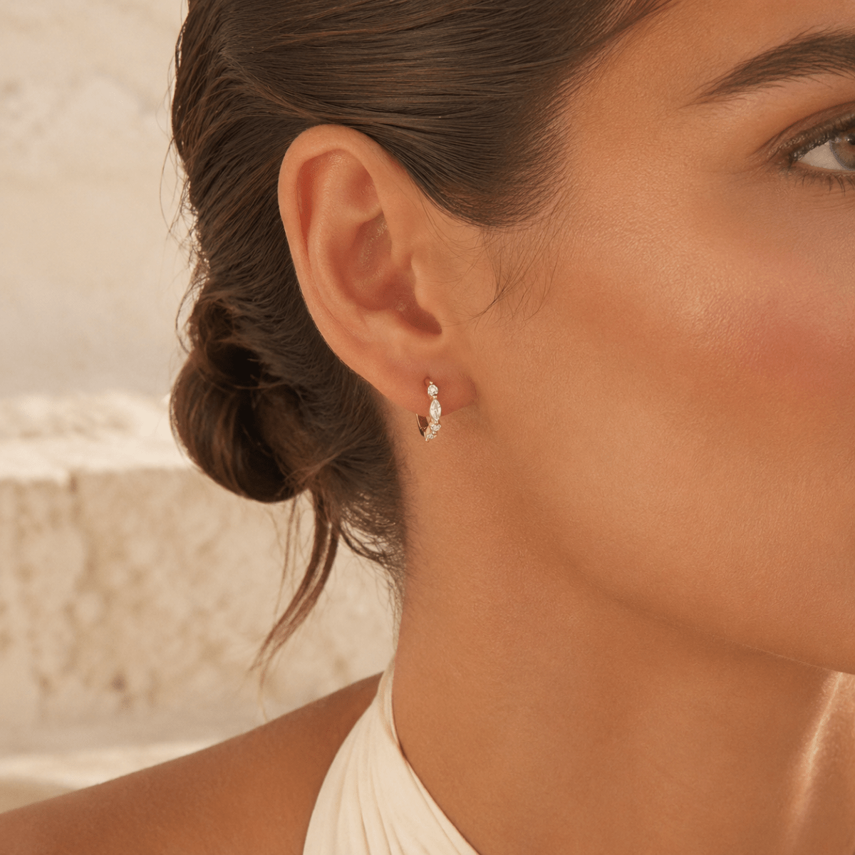 Elara Mixed-Cut Huggie Earrings - Luzy Jewels