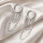 Elaria Triple-Chain Hoop Earrings - Luzy Jewels