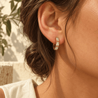 Elirena Geometric Stone Hoop Earrings - Luzy Jewels