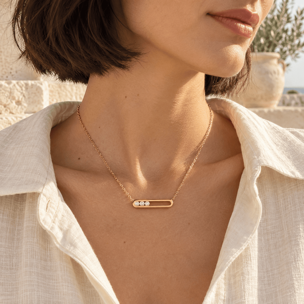Elloria Floating Crystal Bar Necklace - Luzy Jewels
