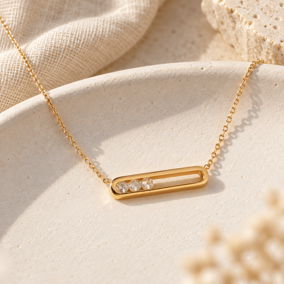 Elloria Floating Crystal Bar Necklace - Luzy Jewels