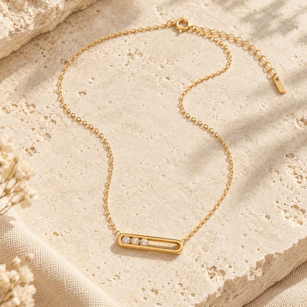 Elloria Floating Crystal Bar Necklace - Luzy Jewels