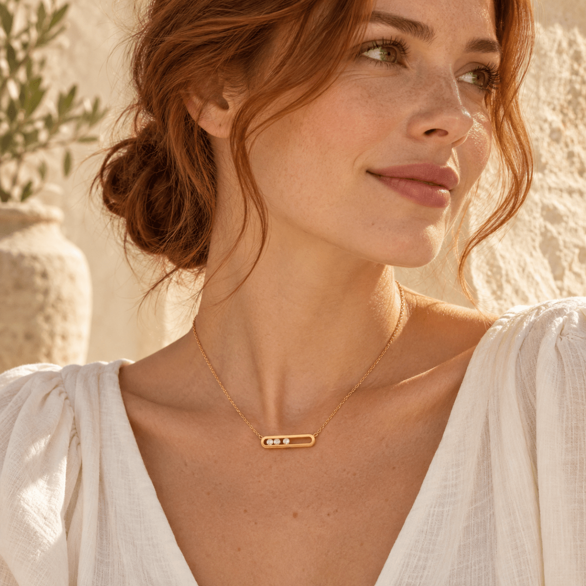 Elloria Floating Crystal Bar Necklace - Luzy Jewels