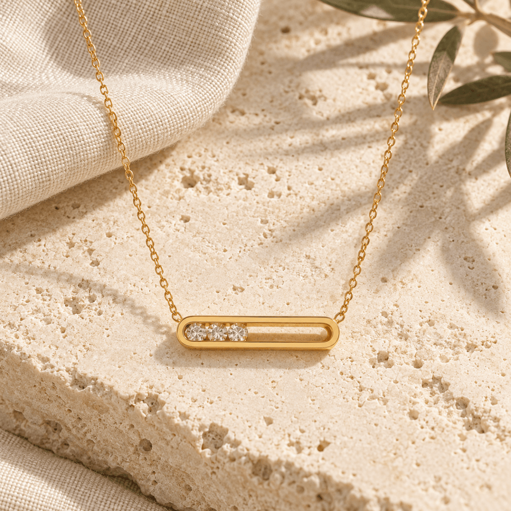 Elloria Floating Crystal Bar Necklace - Luzy Jewels