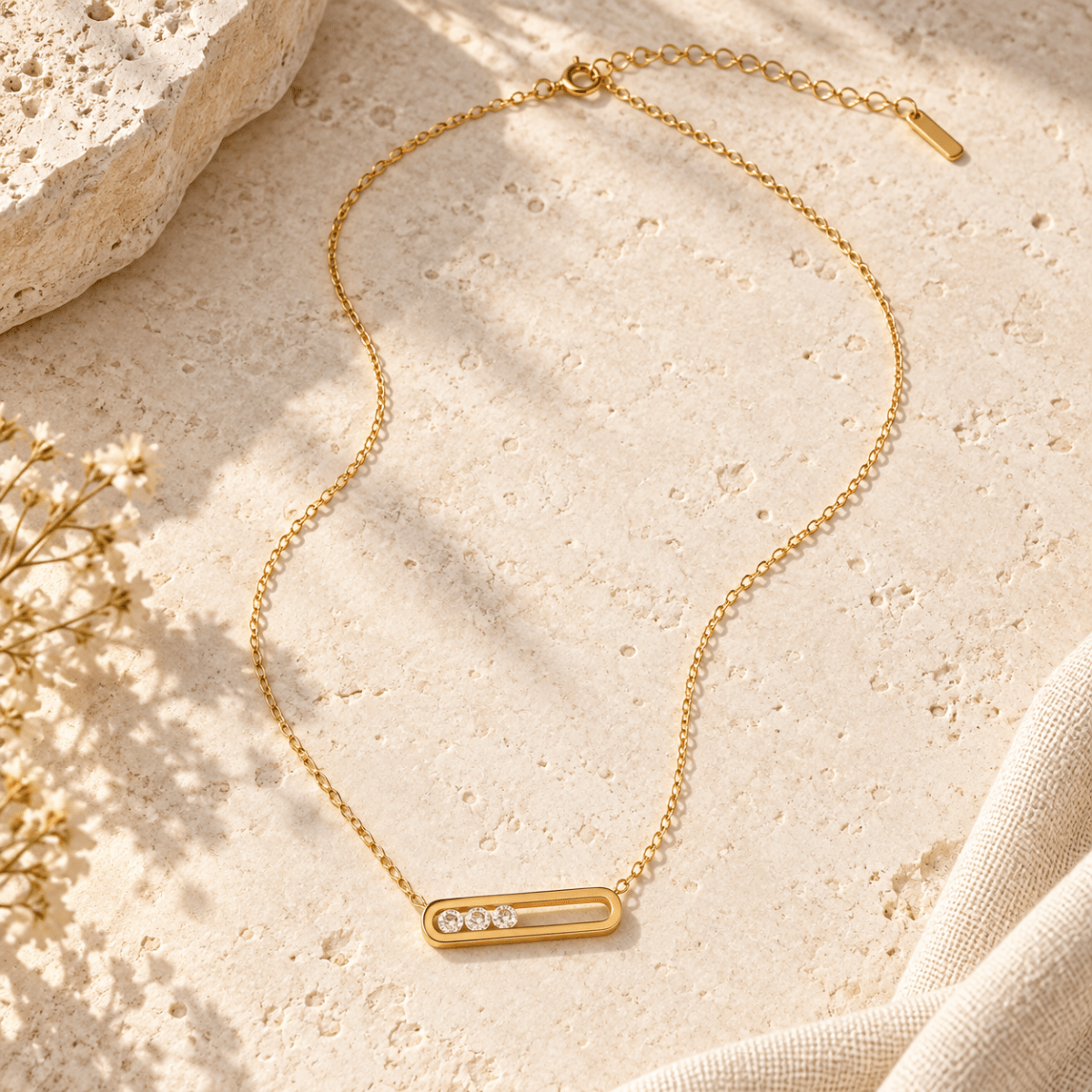 Elloria Floating Crystal Bar Necklace - Luzy Jewels