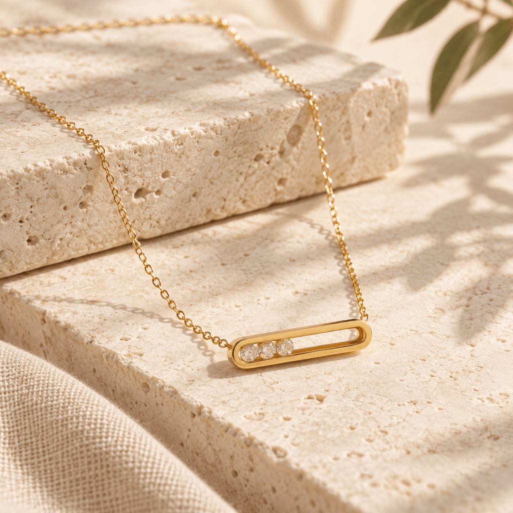 Elloria Floating Crystal Bar Necklace - Luzy Jewels