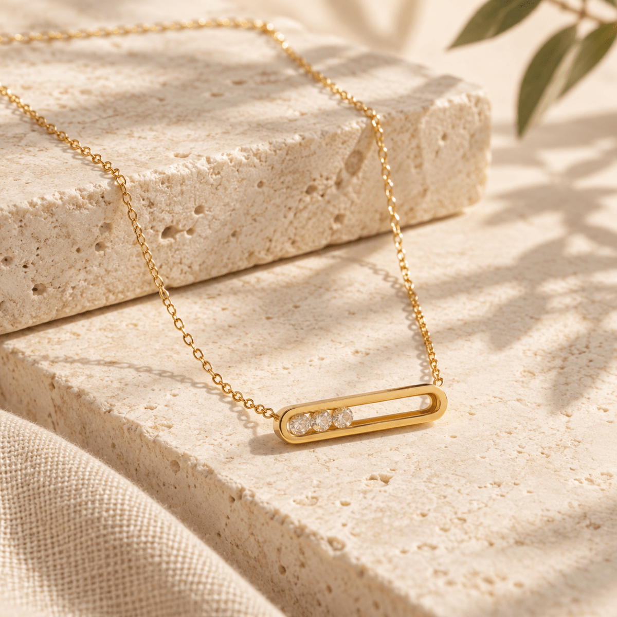Elloria Floating Crystal Bar Necklace - Luzy Jewels