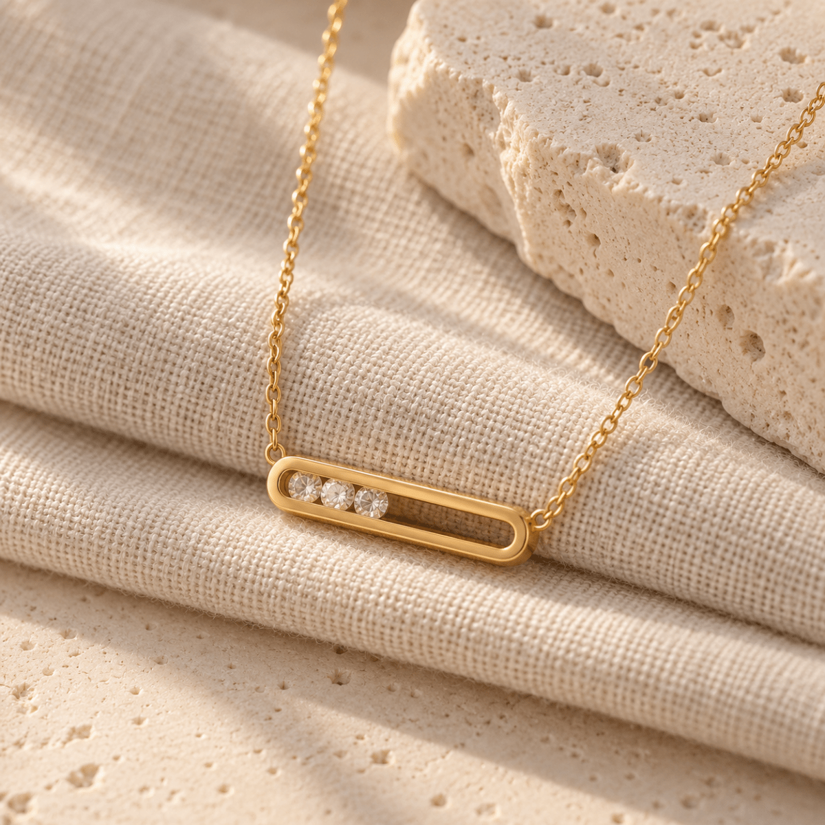 Elloria Floating Crystal Bar Necklace - Luzy Jewels