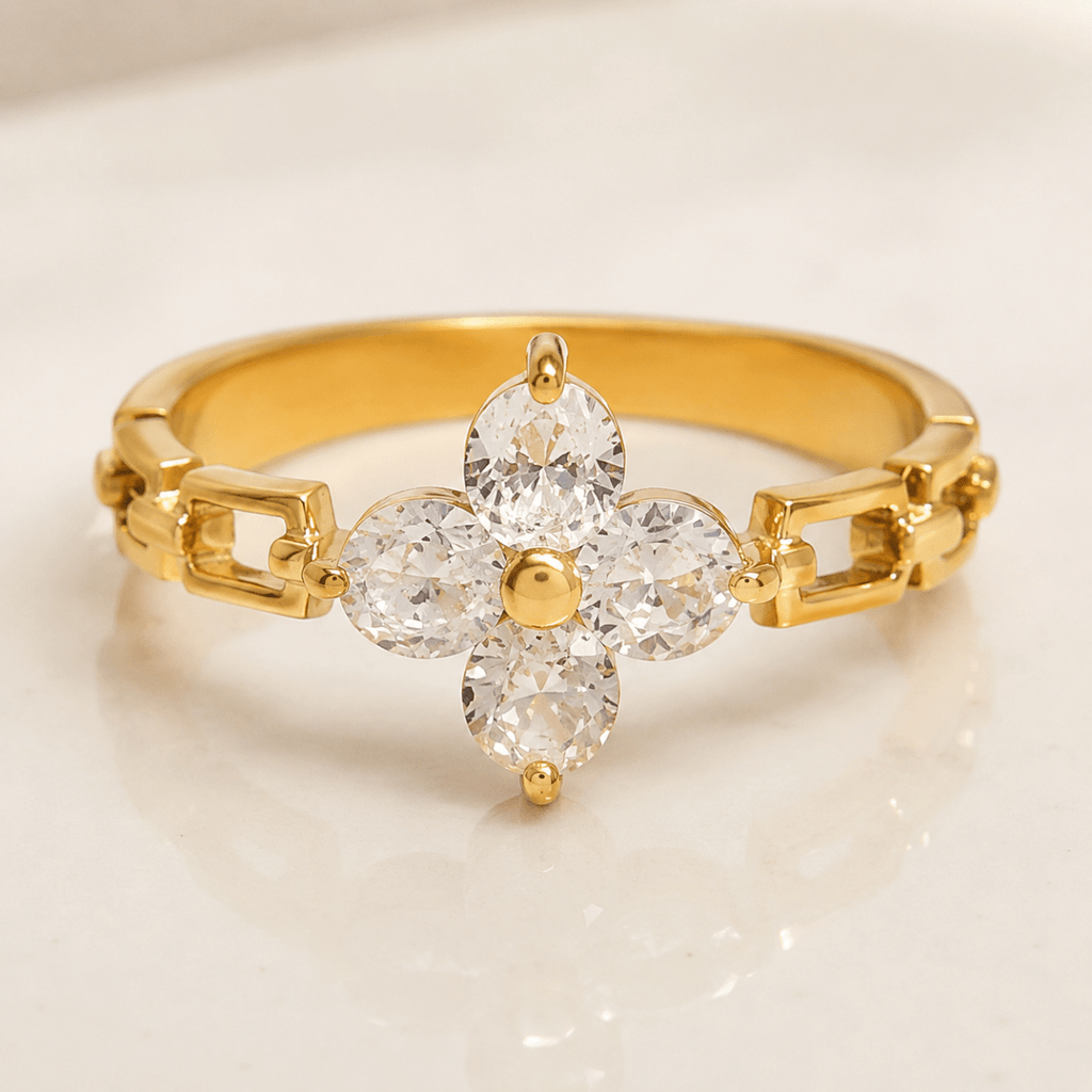 Elodie Crystal Petal Ring - Luzy Jewels